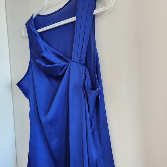 Ricki's Elegant Cobalt Blue Draped Sleeveless Blouse - Picture 2 of 4